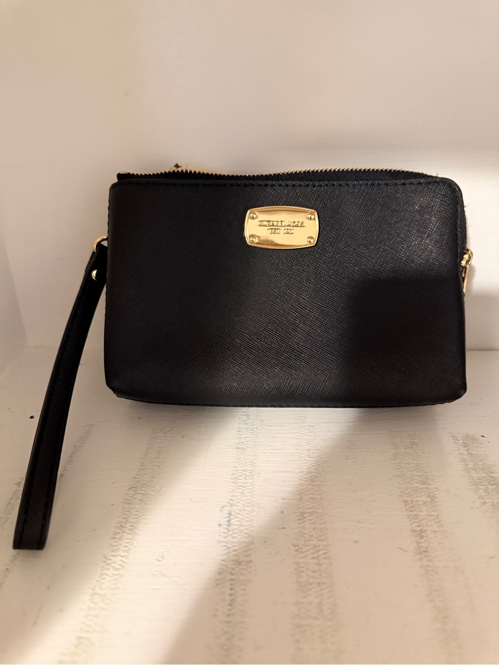 Michael Kors Black and Gold Wristlet Clutch